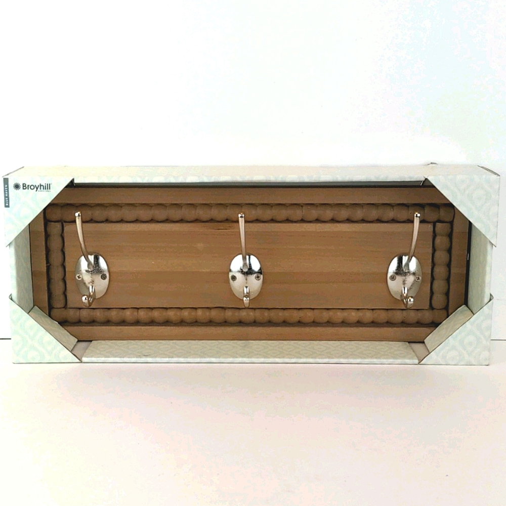 Wood Wall Hanging with 3 Hooks